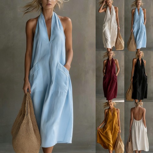 Women halter neck - v, backless