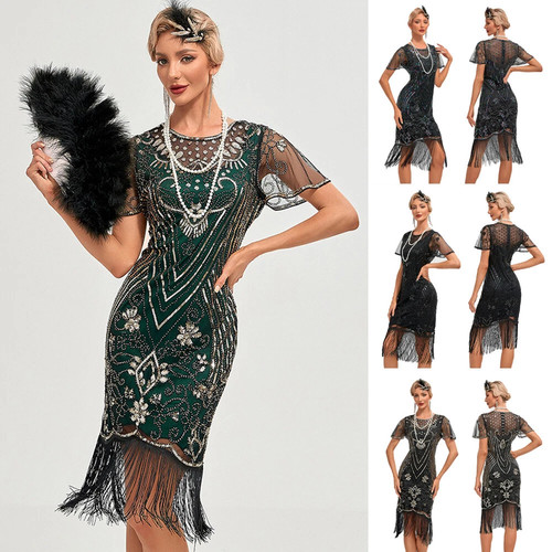 1920 sequins fringed evening - sequins,