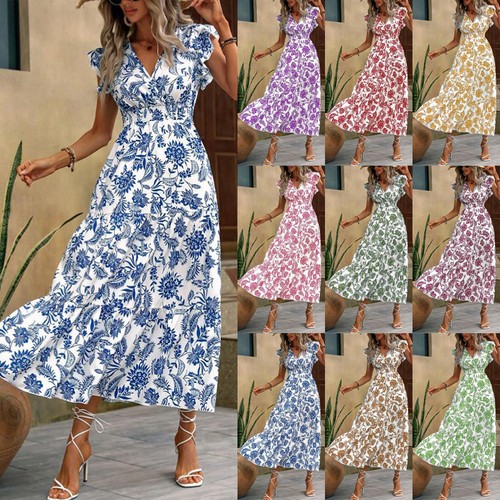 Boho ladies neck long dress - boho,