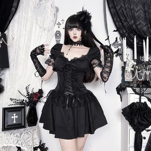 Ladies mini gothic dress lace - ladies,