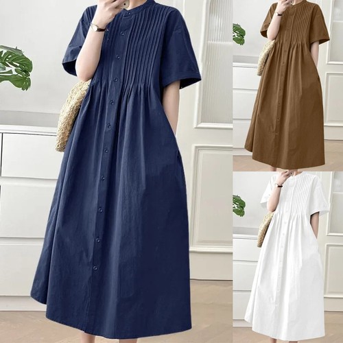 Women button casual linen - button,