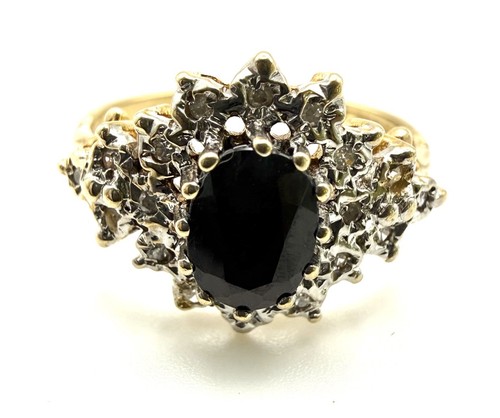 9ct gold sapphire diamond - 9ct,