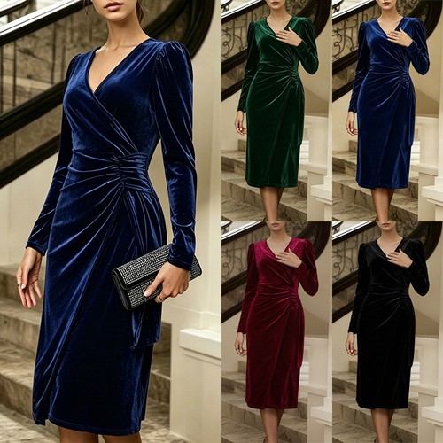Lady velvet wrap neck ruched - velvet, v-neck