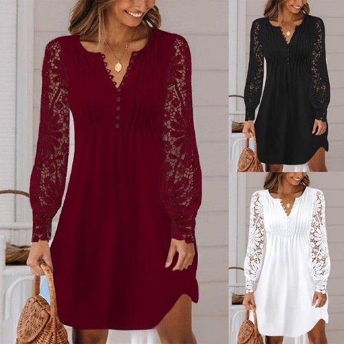Ladies lace long sleeve - sleeve, mini