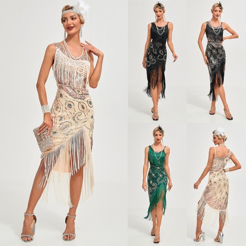 1920s sequins fringed cocktail - sequins,