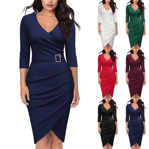 Womens ladies neck bodycon - v,